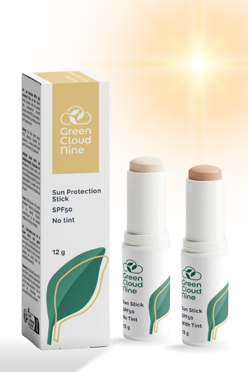 2 sun sticks and a box on a white background and the sun on the top right