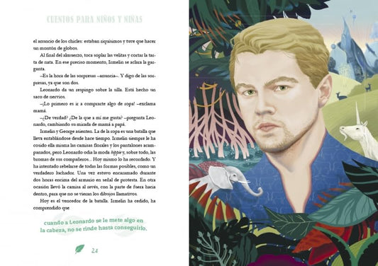 Illustration of a person with a colorful, nature-themed background