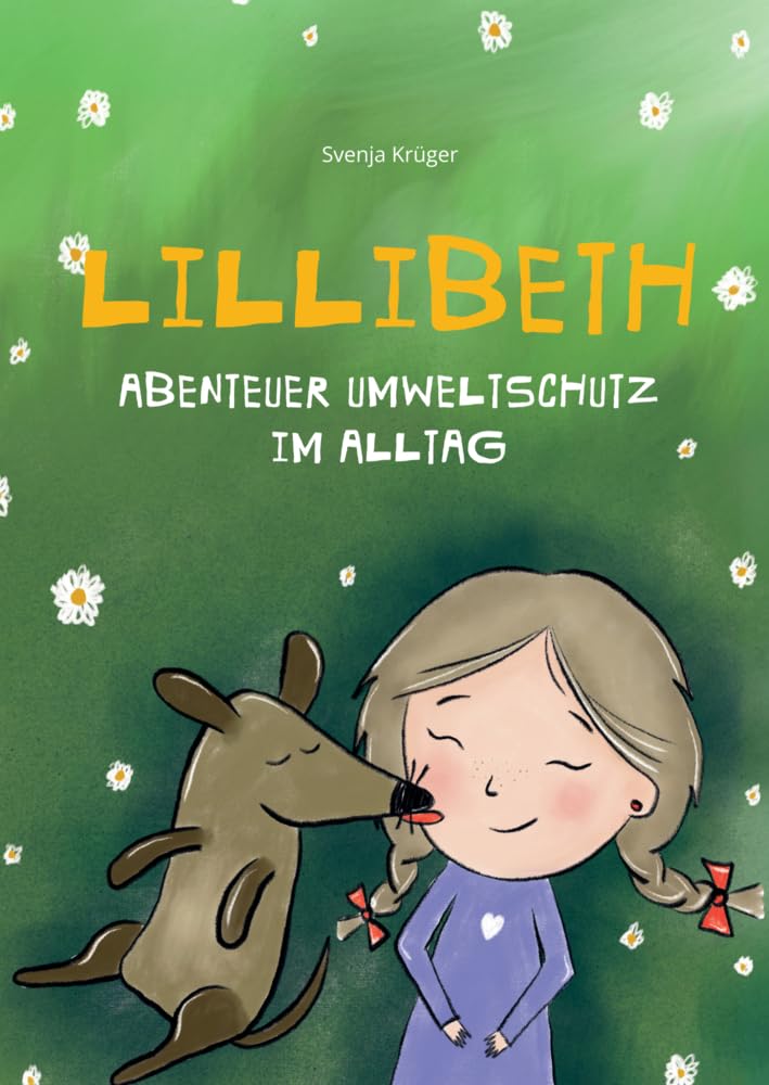 Book cover of 'Lillibeth' with a girl and dog illustration on a green background.