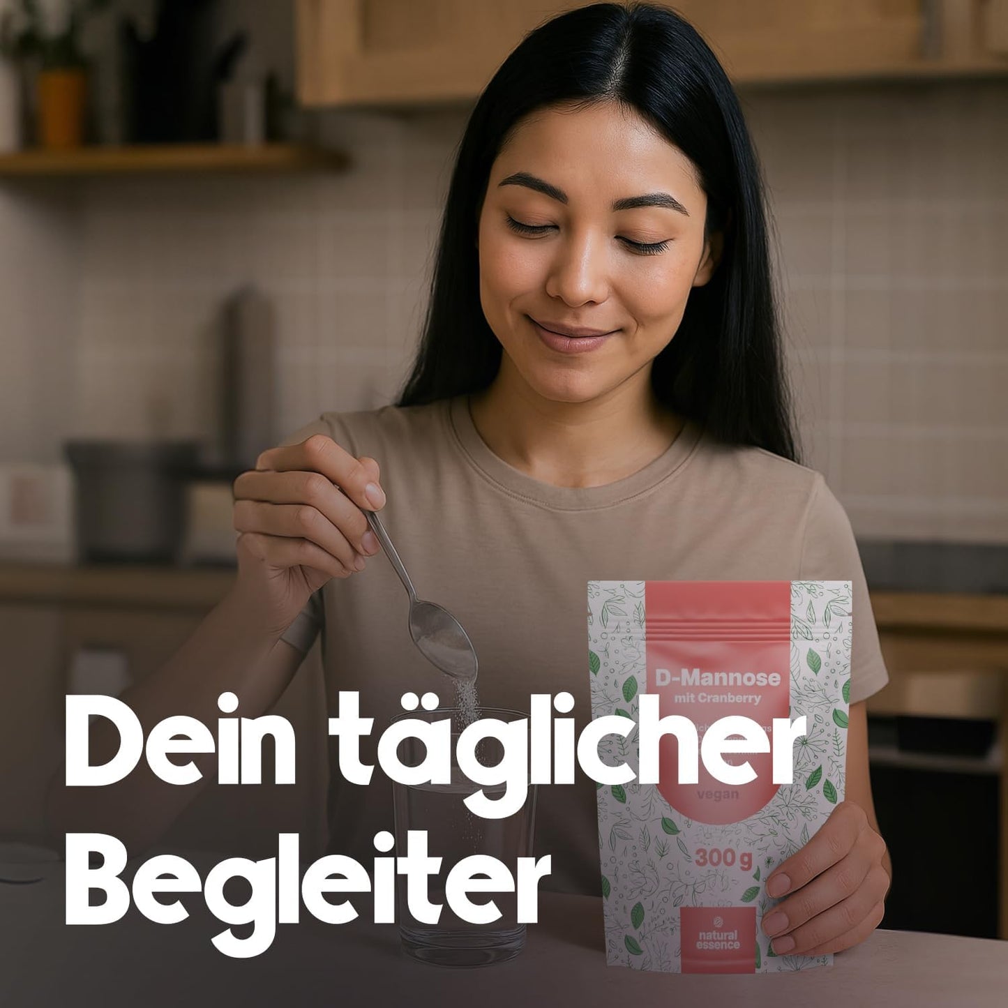 D-Mannose Pulver mit Cranberry - 300g optimal hochdosiert & auflösbar in Wasser - 120 Tage Vorrat, blasenentzündung vegan und Produziert in Deutschland