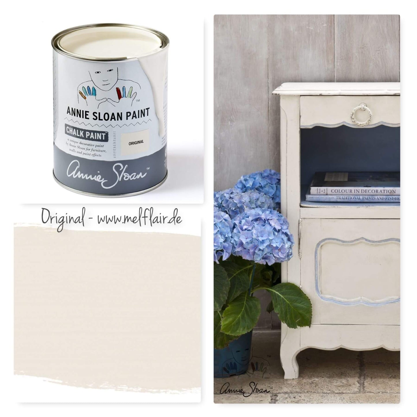 Annie Sloan Chalk Paint in ‘Original’ used to upcycle vintage furniture with a soft, classic finish
