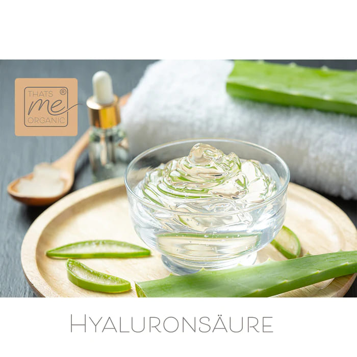 Glass bowl with clear hyaluronic acid gel, aloe vera slices, promoting Anti Aging Lip Care Stick