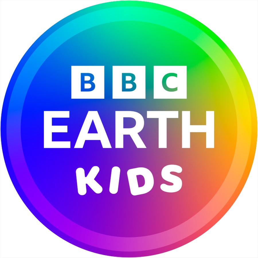 BBC Earth Kids logo with a rainbow gradient background