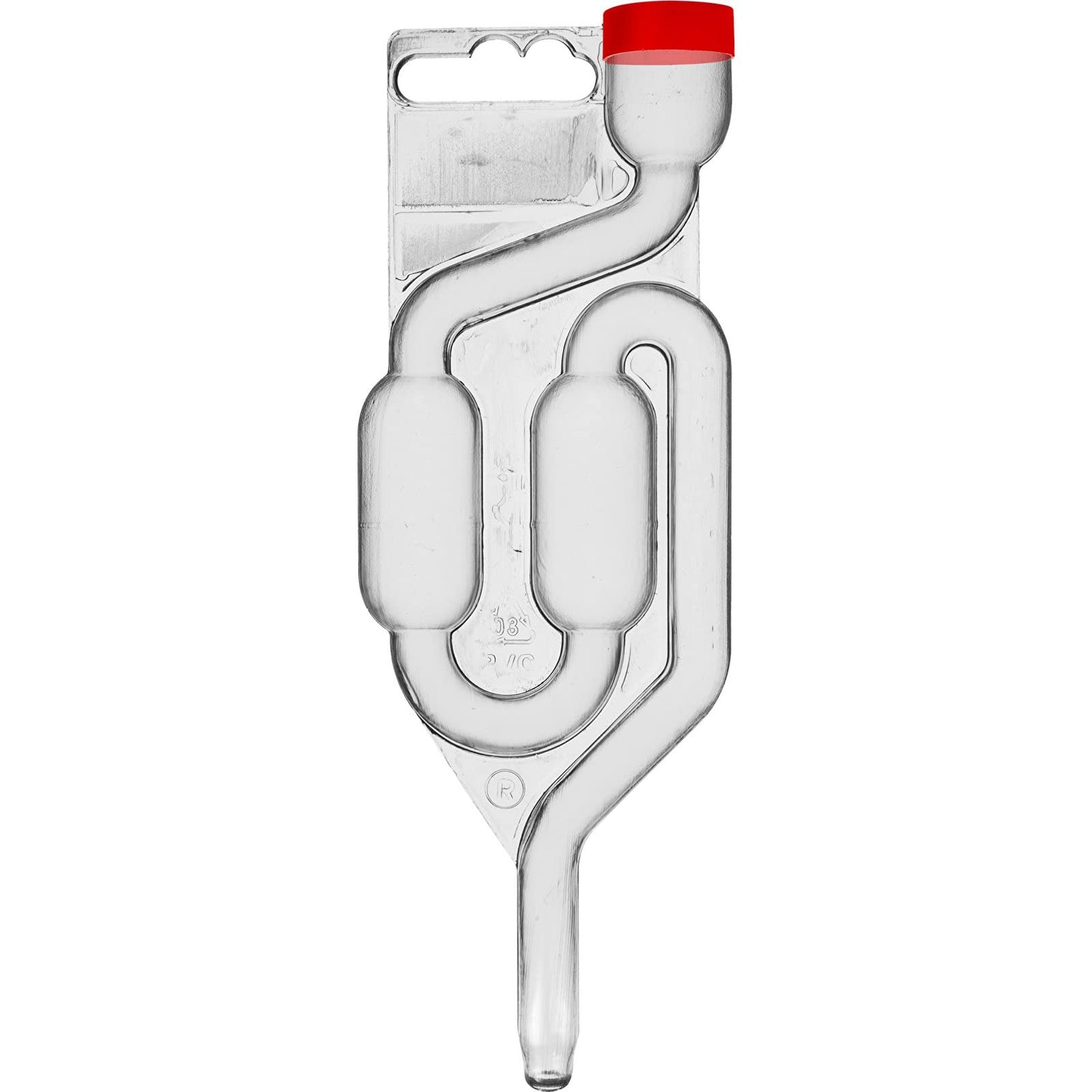 Plastic fermentation airlock with red cap for wine making starter kit