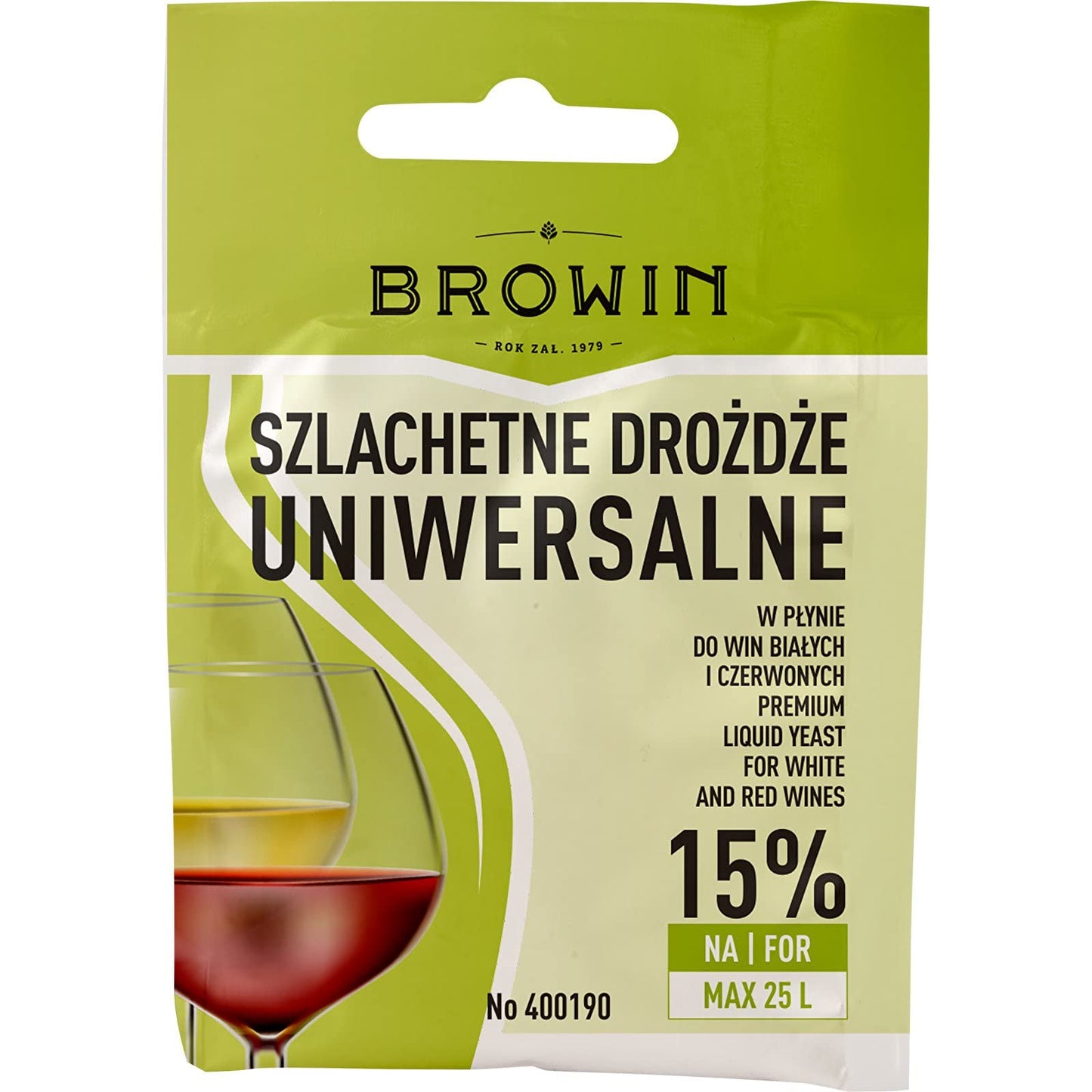 Green Browin packet of universal liquid yeast for white and red wines by browin for wine making starter kit