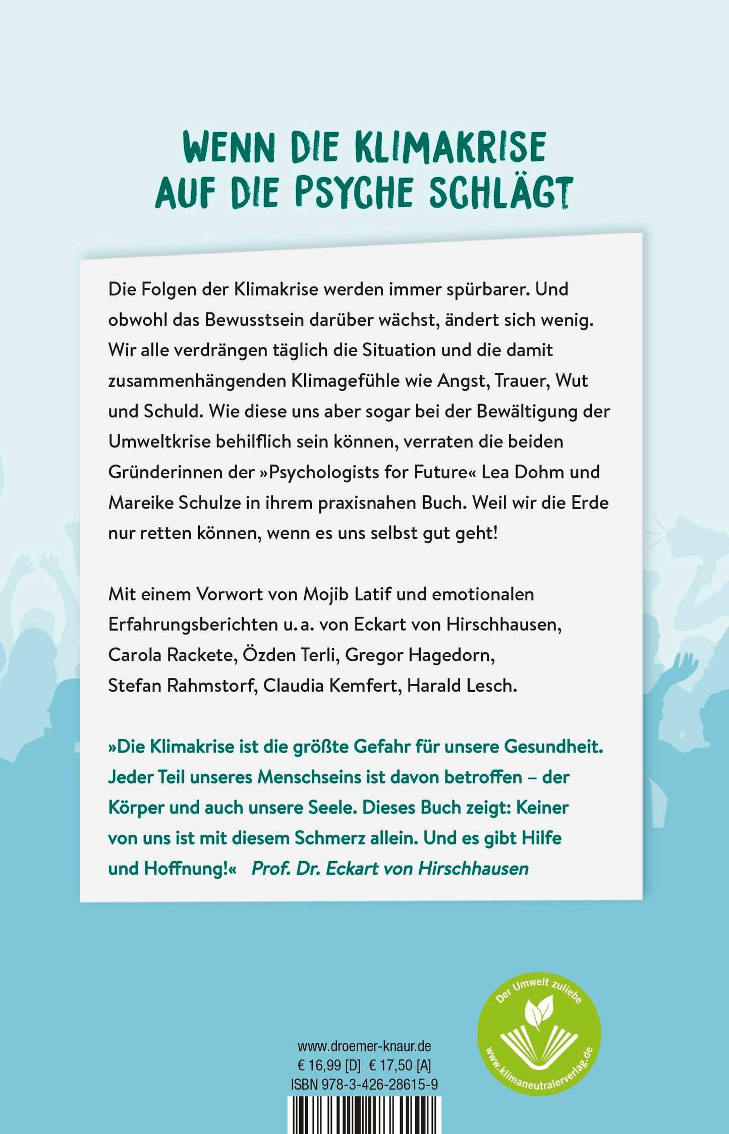 Back cover of the book Klimagefühle
