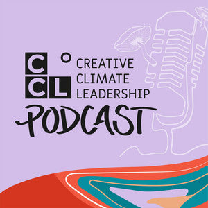 A stylized microphone on a purple background from Creative Climate Leadership cover