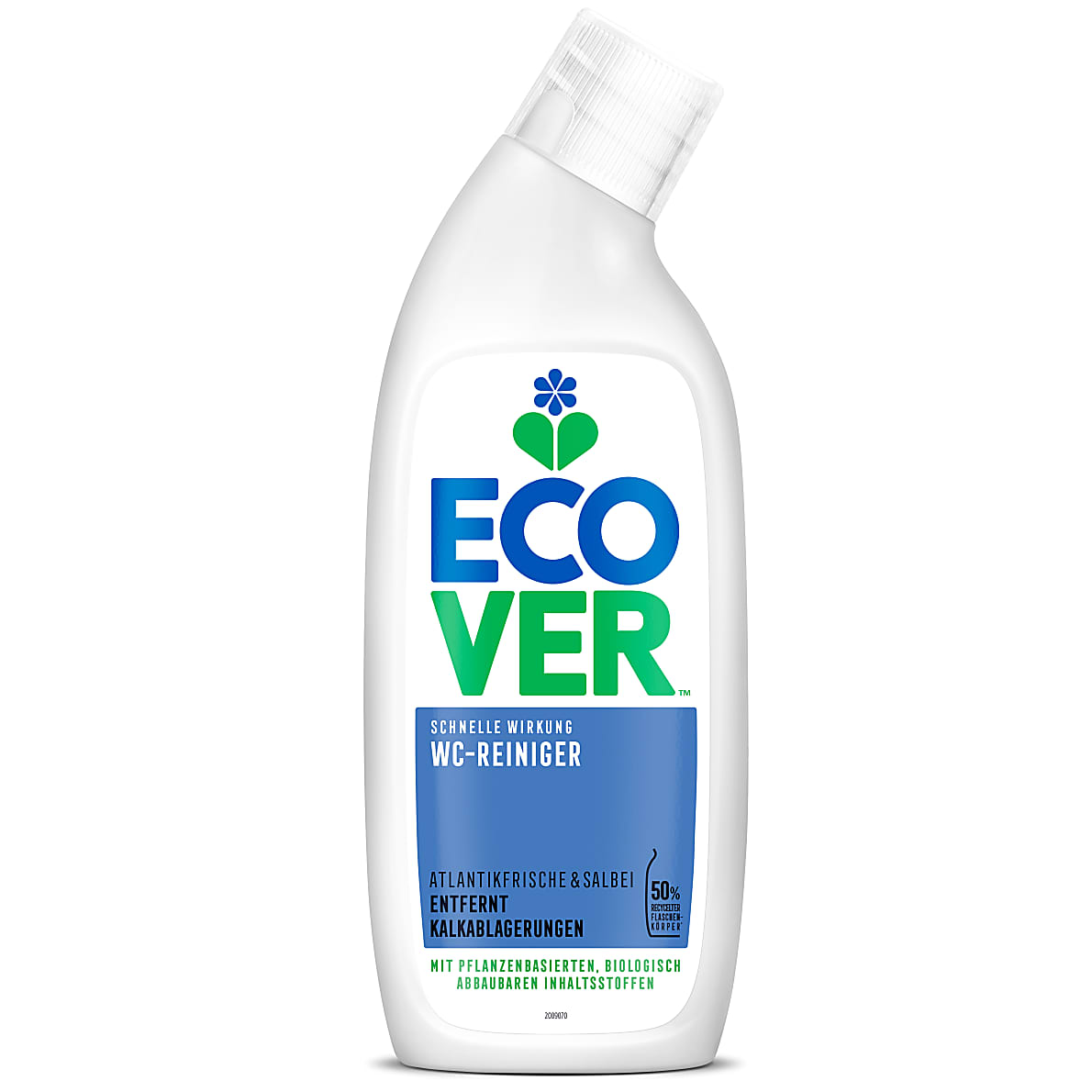 Ecover Toilet Cleaner bottle with angled cap, eco-friendly biodegradable formula.