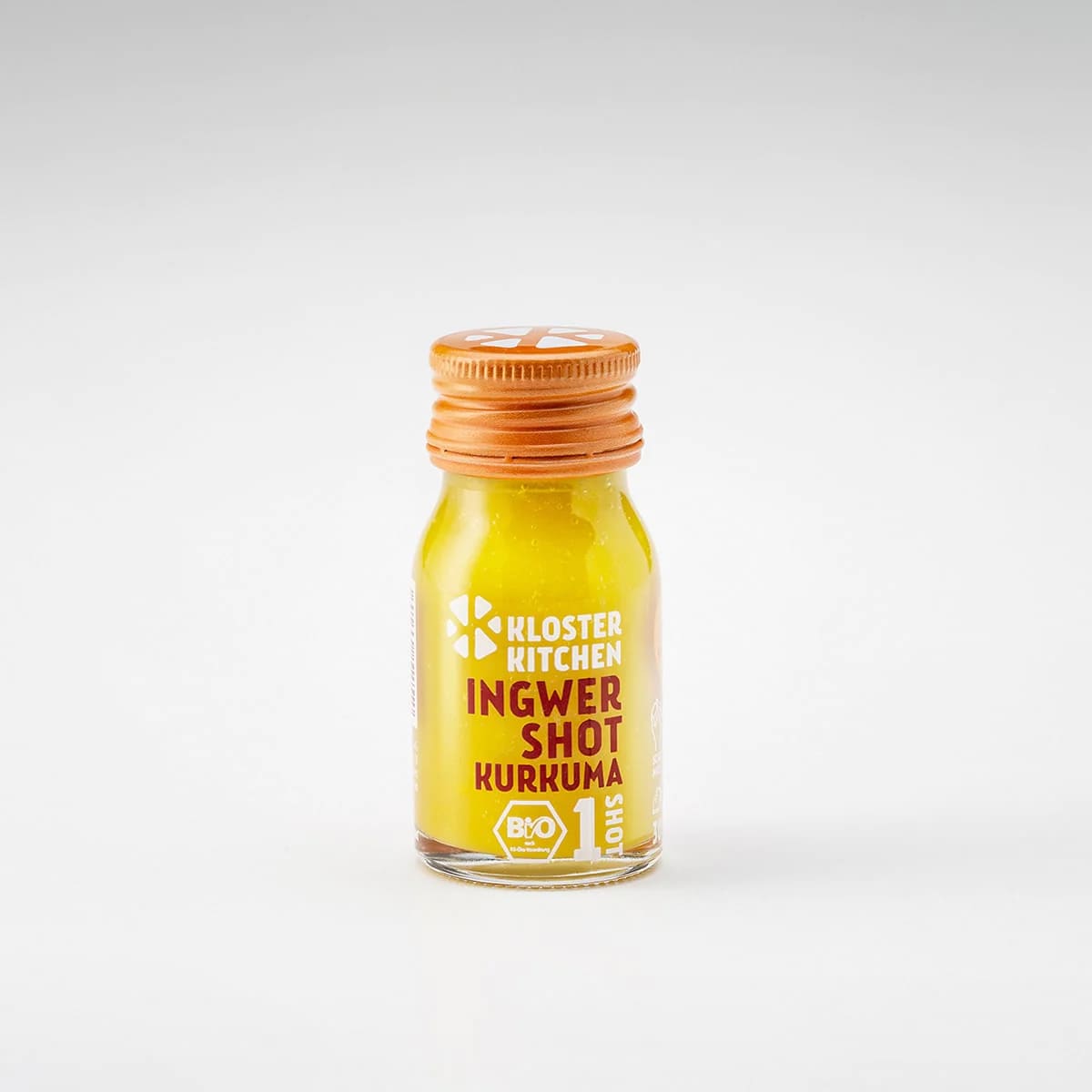 Single Kloster Kitchen Ginger Shot bottle in kurkuma flavor