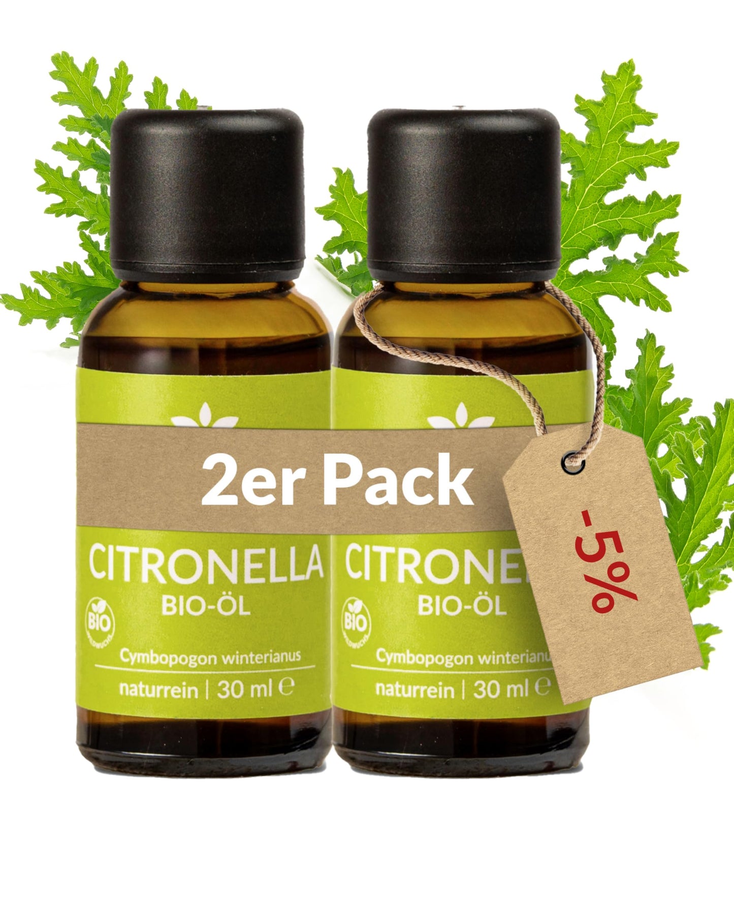 Two bottles of Heldengrun Organic Essential Oil 30ml citronella