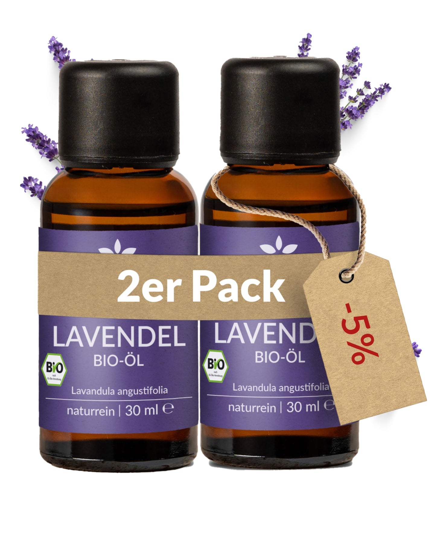 Two bottles of Heldengrun Organic Essential Oil 30ml lavendel