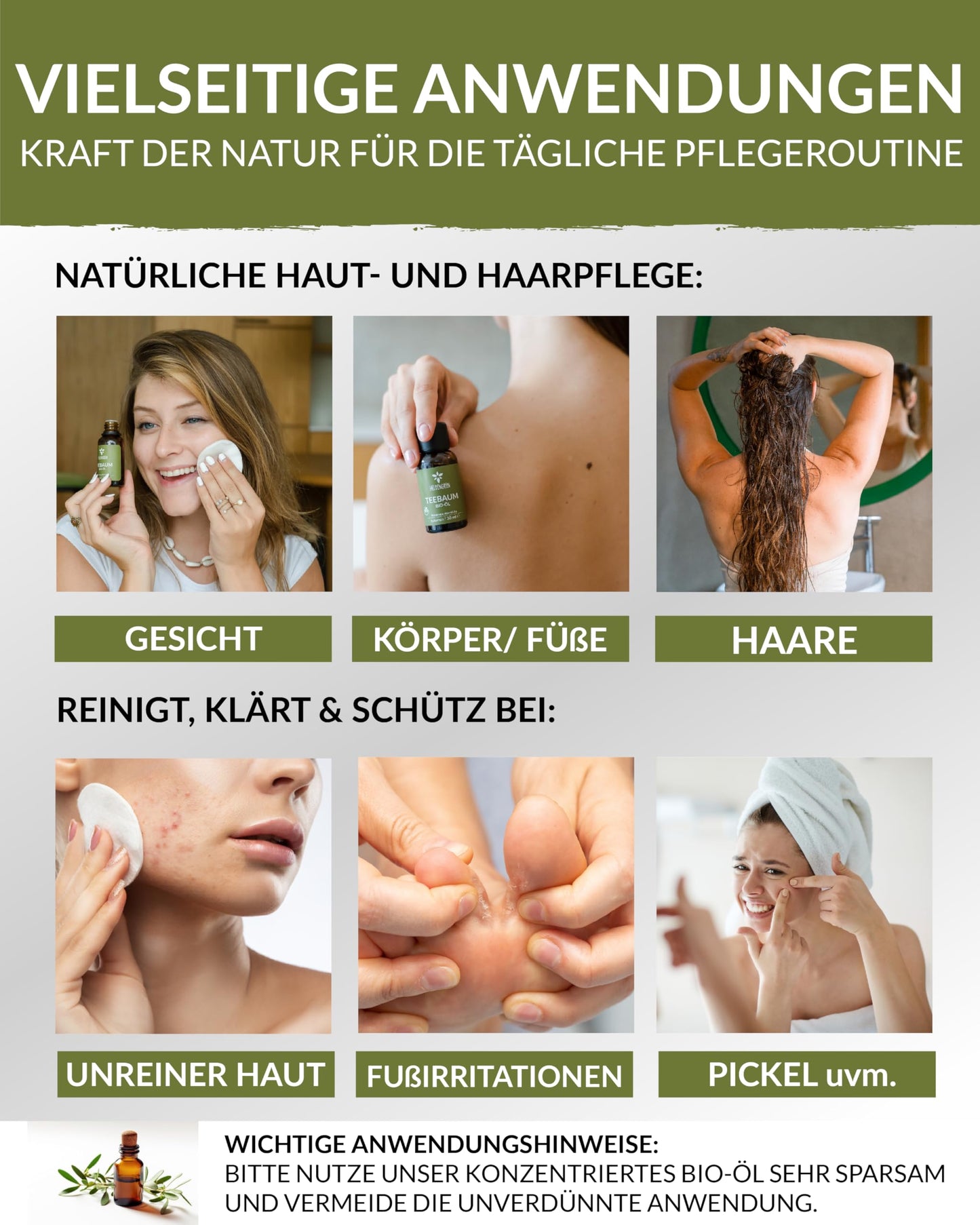 Heldengrun Organic Essential Oil 30ml teebaum instructions