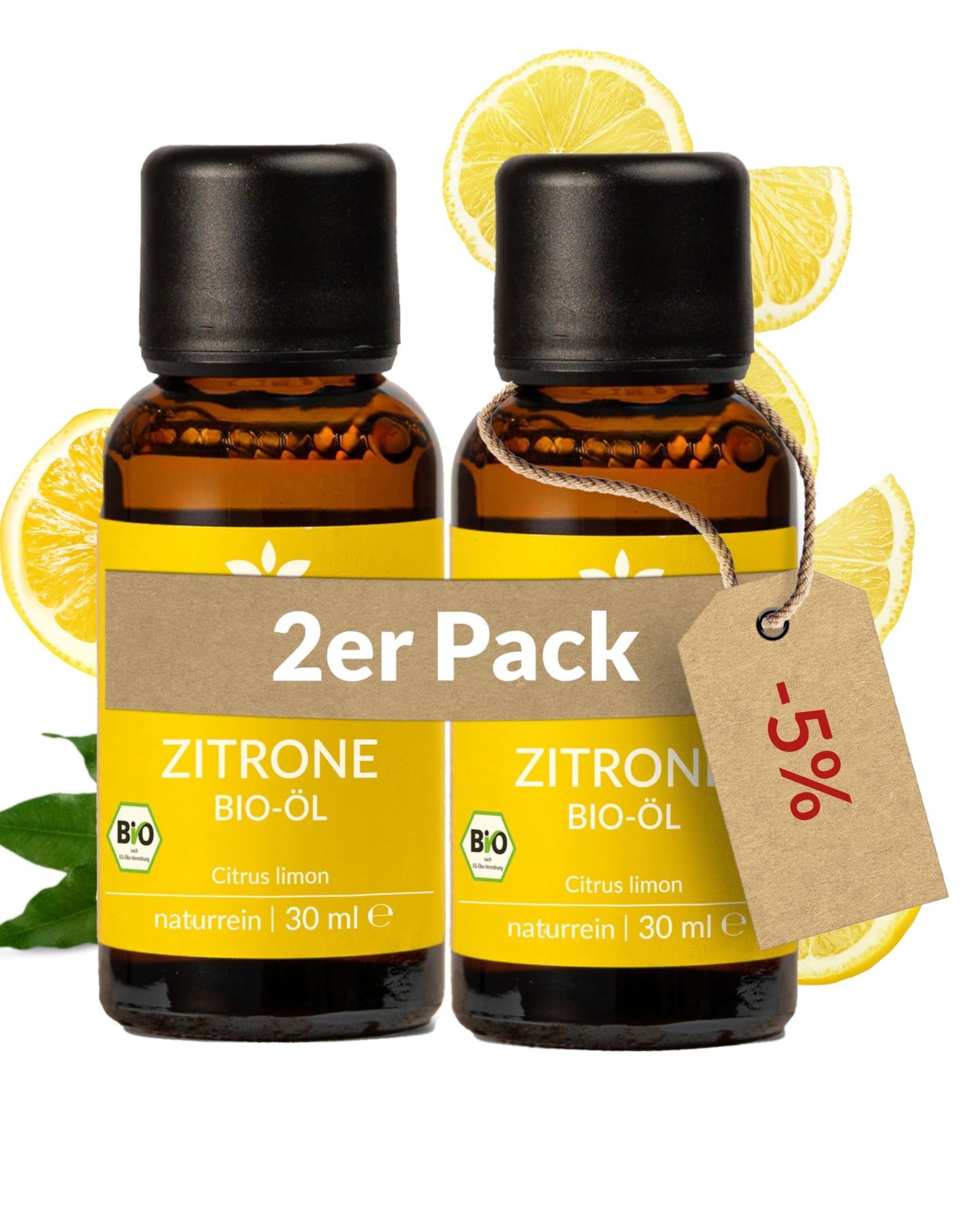 Two bottles of Heldengrun Organic Essential Oil 30ml zitrone