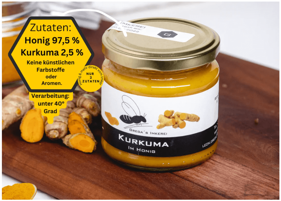 Jar of Grega’s Imkerei turmeric honey