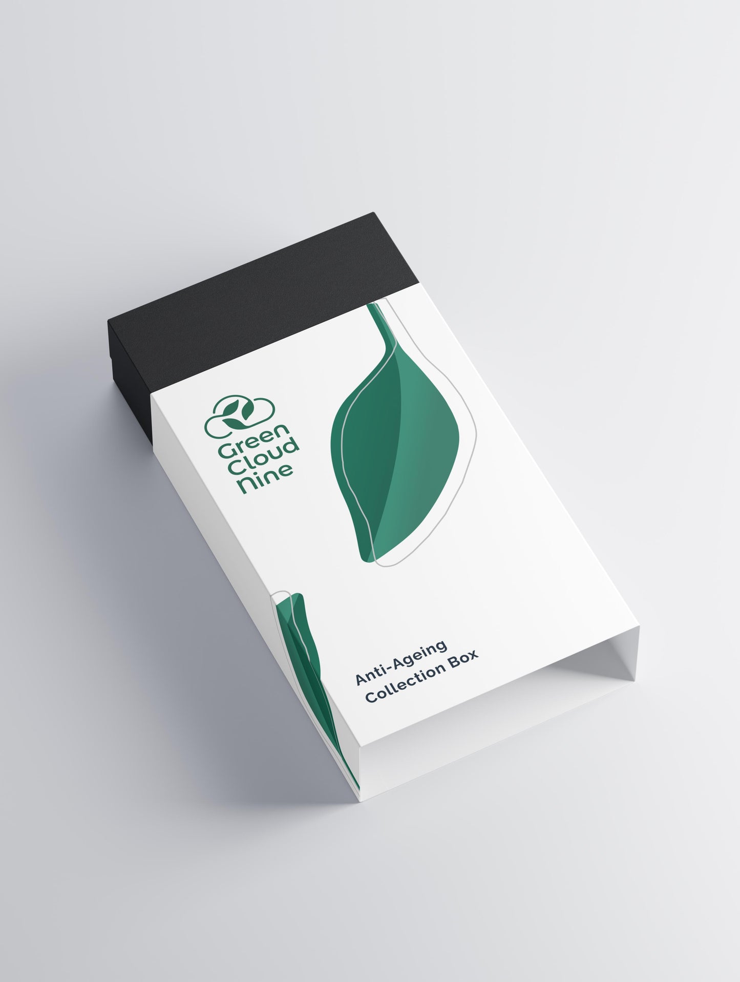 White packaging box with green leaf design and 'Green Cloud Fine' branding on a light gray background.