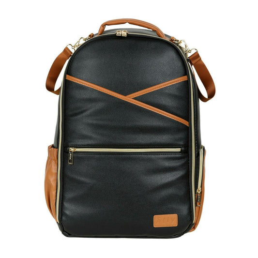 Front of Large Diaper Backpack Black Coffee crafted from vegan leather for a chic and eco-conscious lifestyle
