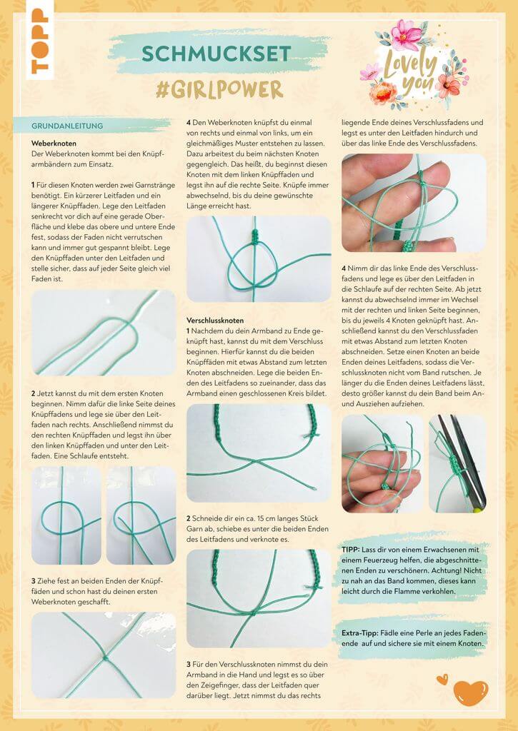 Jewellery DIY set "Lovely You #GirlPower" instructions