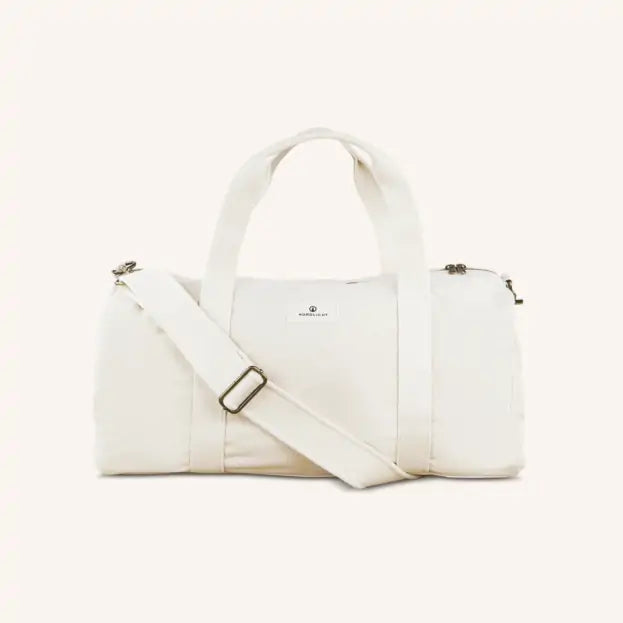 Nordlicht white organic cotton travel bag with strap, eco-friendly