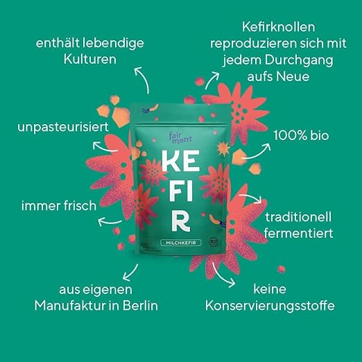 Organic kefir grains with live cultures unpasteurized, fresh, for homemade self-sufficient fermentation