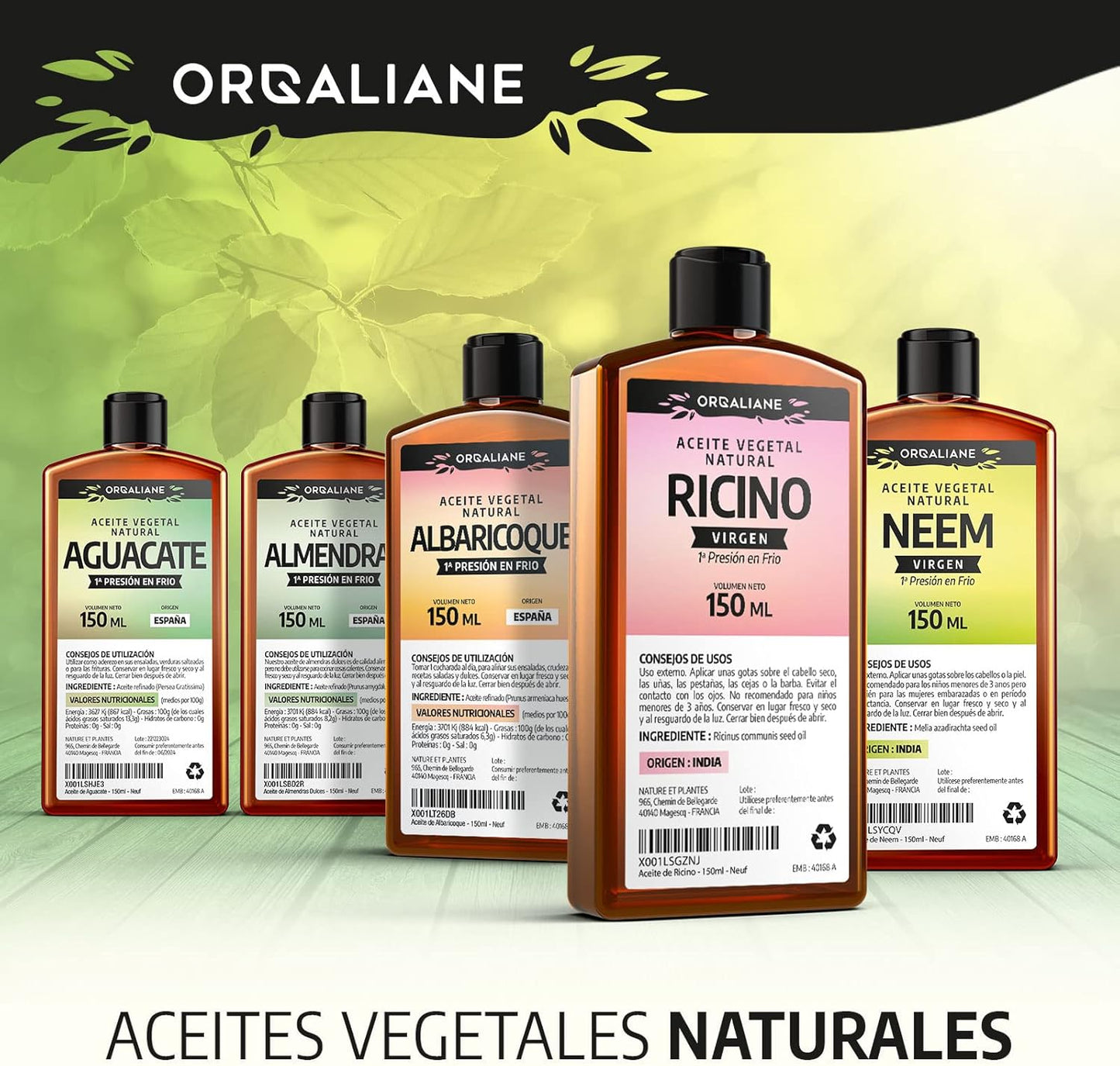 Five bottles of Organic Cold-Pressed Castor Oil