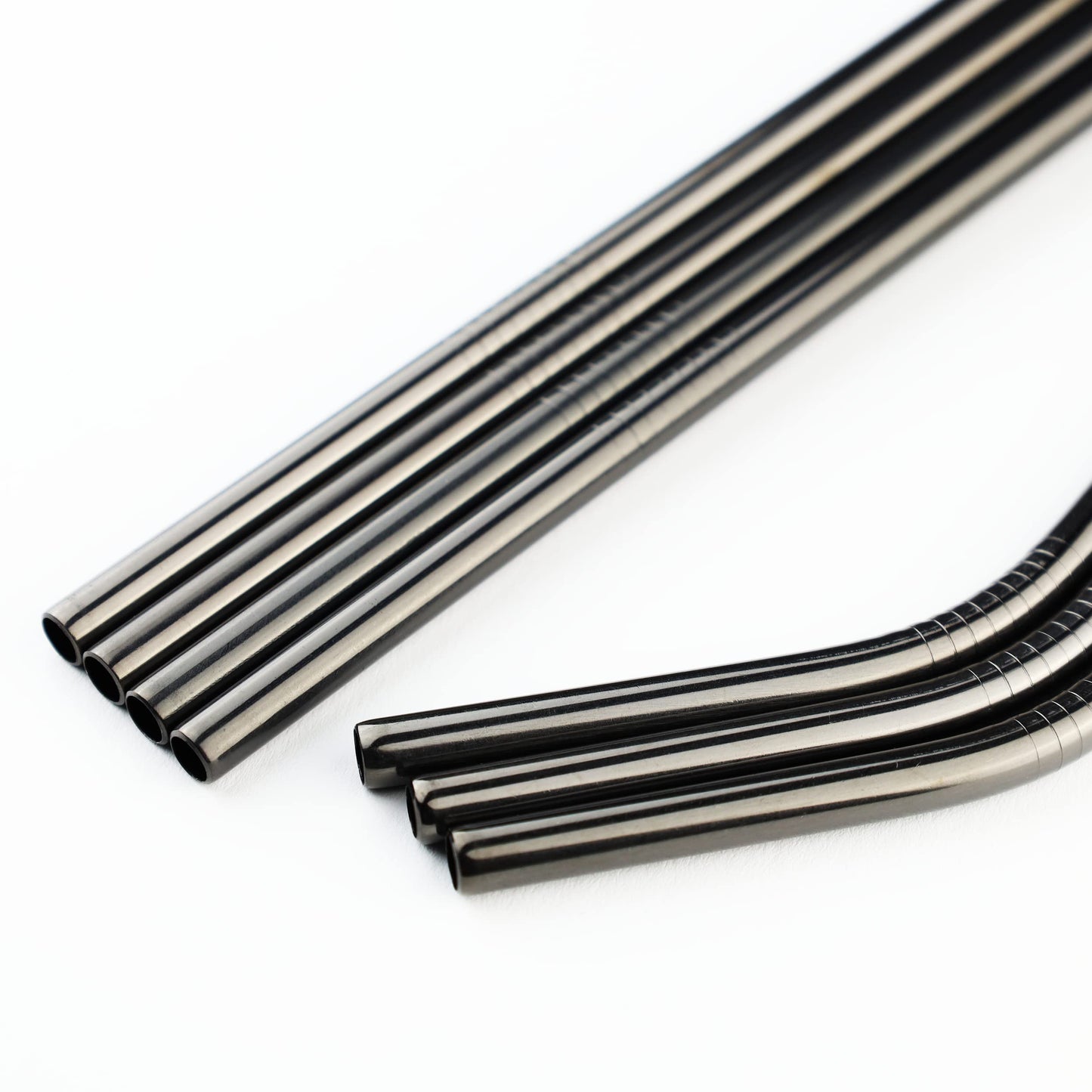 7 schwarz stainless steel straws. Eco-friendly, dishwasher safe. The Bottle Opener Company.