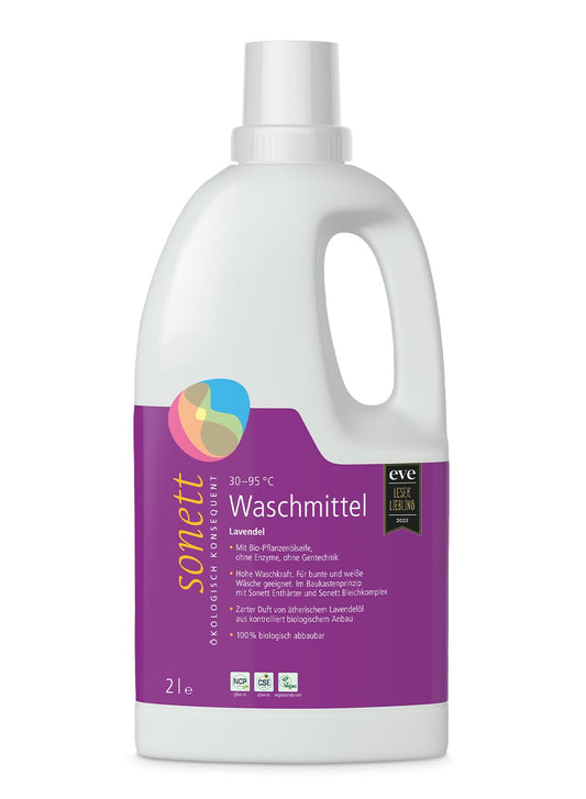 Sonett Lavender Laundry Detergent in a 2L eco-friendly bottle