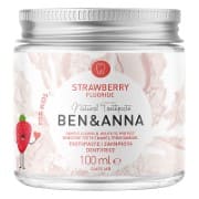 Ben & Anna Strawberry Toothpaste in a 100ml glass jar naturally cleans and whitens without fluoride