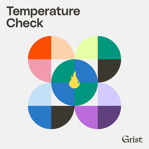 Geometric flower-like design with a flame in the center from Temperature Check cover