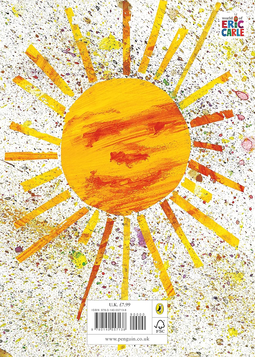 Illustration of a sun on a textured background with 'The World of Eric Carle' branding.