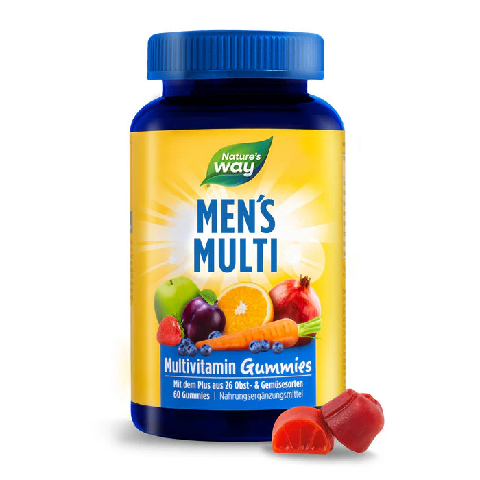 Vitamin Family Set: multivitamin gummies for women, men, and kids with a blue bottle and fruity shapes.