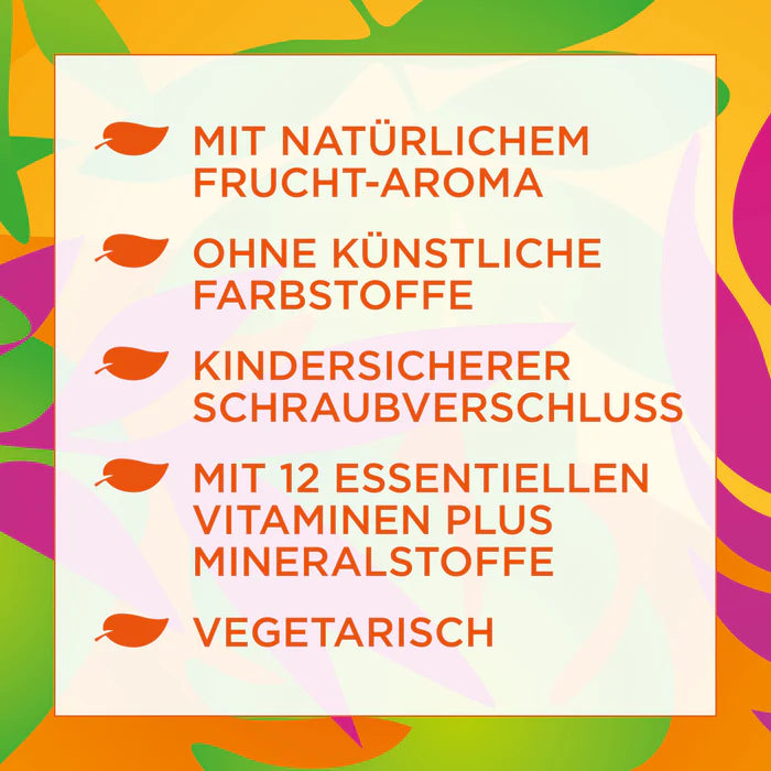 Colorful label listing benefits of Vitamins Family Set