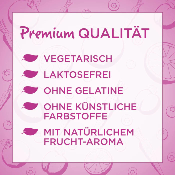 Colorful label listing benefits of Vitamins Family Set