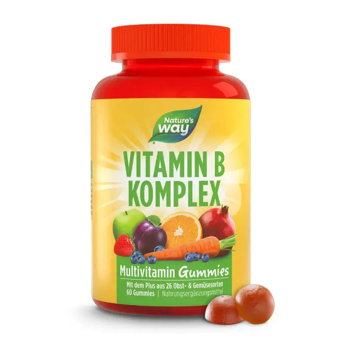 Nature’s Way Vitamin B Komplex gummies with 26 fruits & veggies—tasty daily support for energy and metabolism