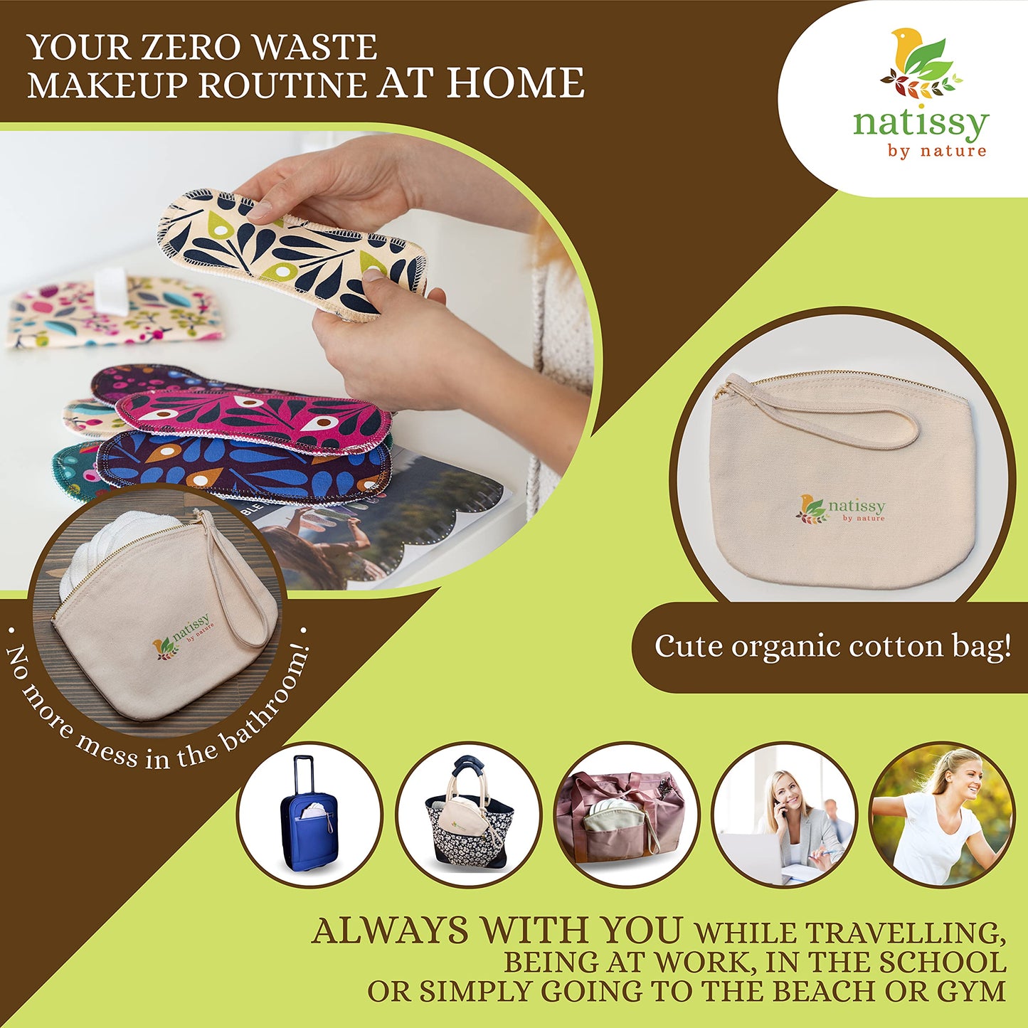 Washable Organic Cotton panty liners with wings