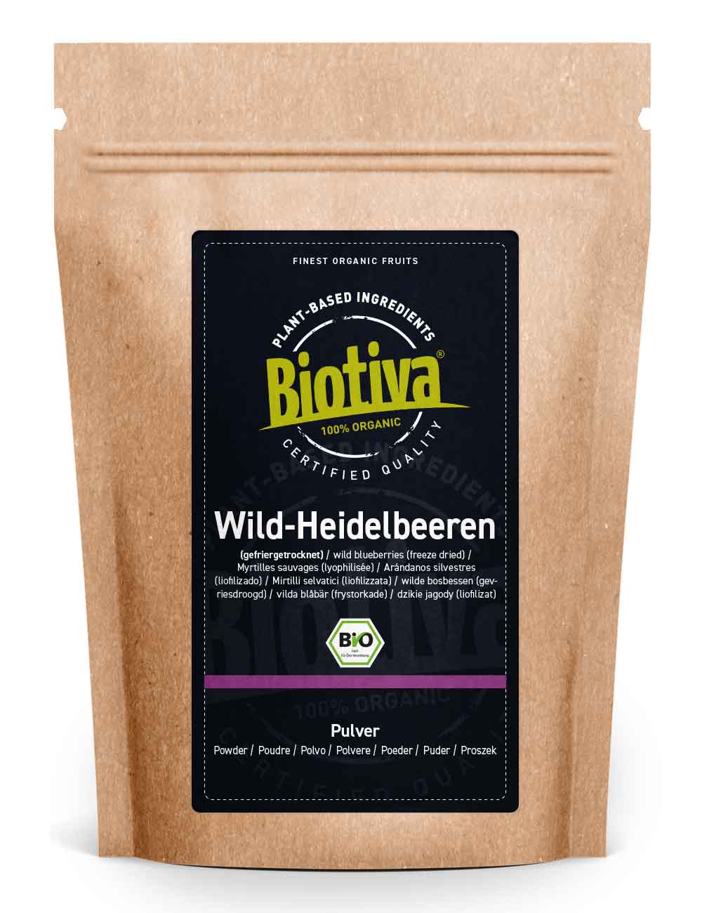 Biotiva Wild Blueberry Powder pouch on a white background