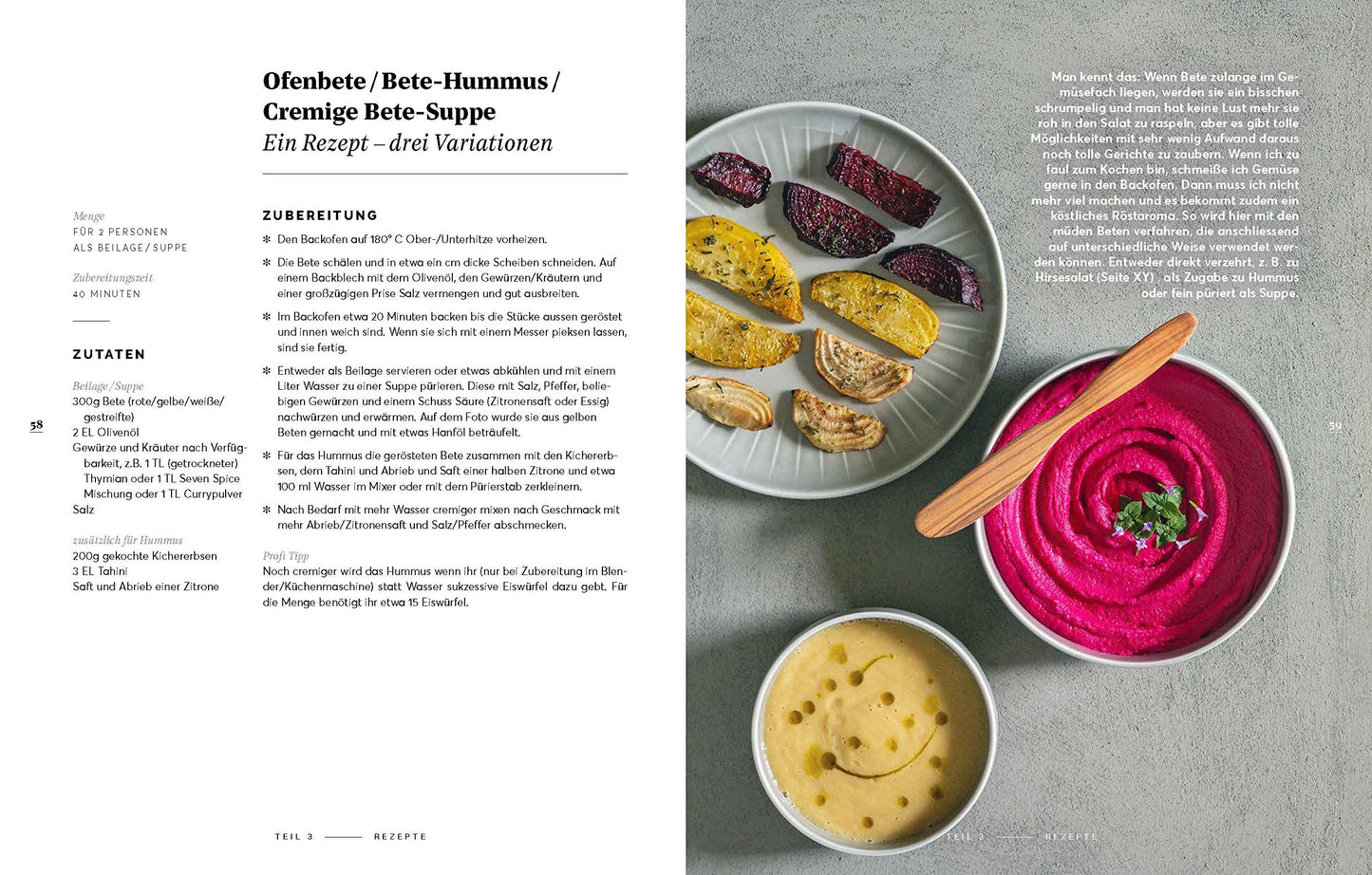 Double-page spread from the book Zero Waste Küche with tips