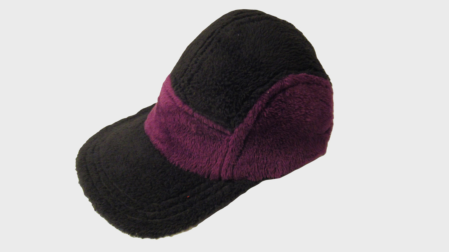 Zig Zag upcycled black purple cap. made from repurposed textiles, combining sustainability, durability, and style for an eco-friendly fashion choice