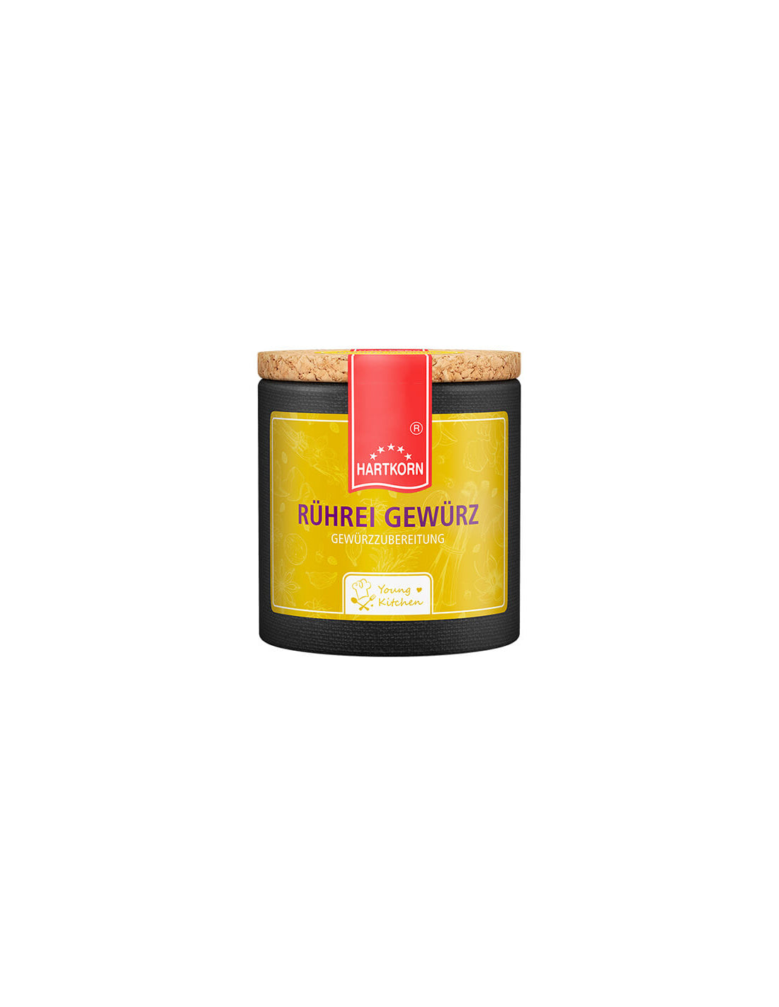 Ruhrei Gewurz spice in a stylish dark jar with a cork lid and red label elegant seasoning for gourmet creations.