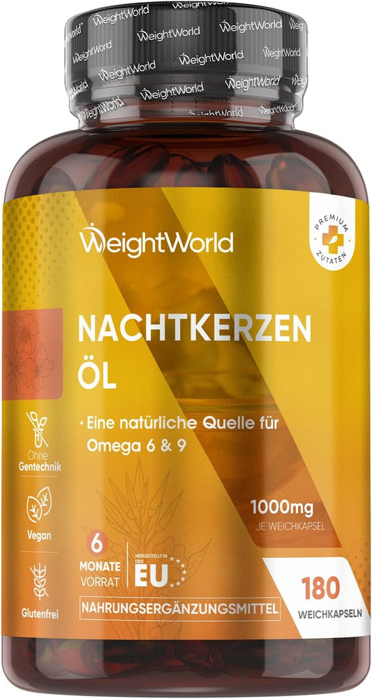 Evening Primrose 180 Oil Capsules – Cold-Pressed & Plant-Based