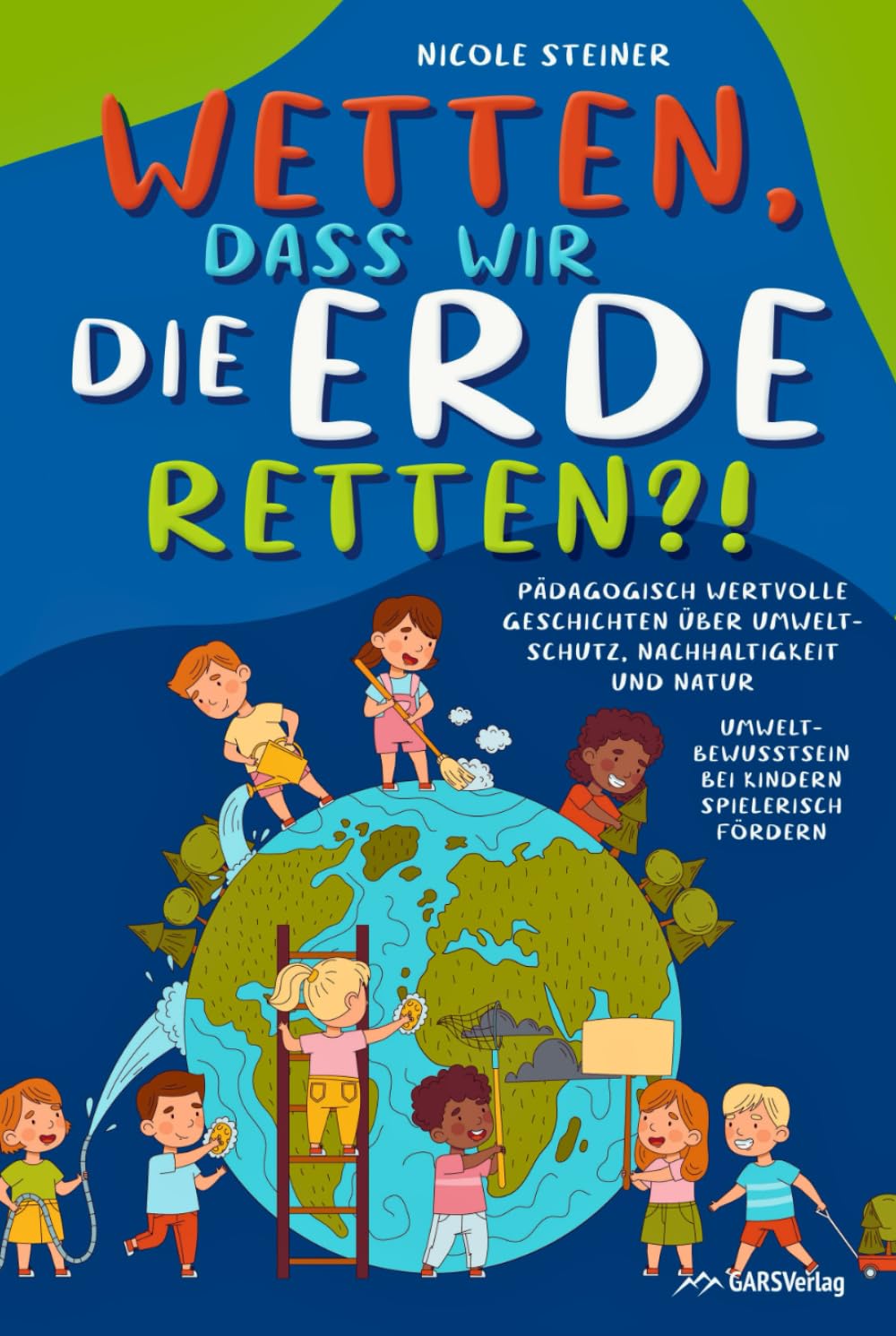 Book cover with children around the world, promoting environmental awareness.