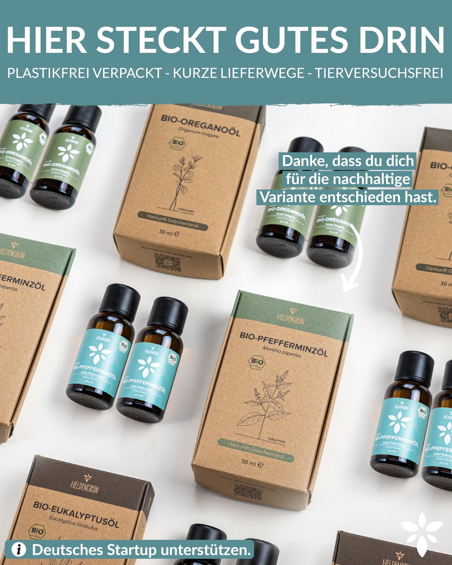 Heldengrün® Bio Ätherische Öle, 100% naturrein für Aromatherapie &amp; Kosmetik