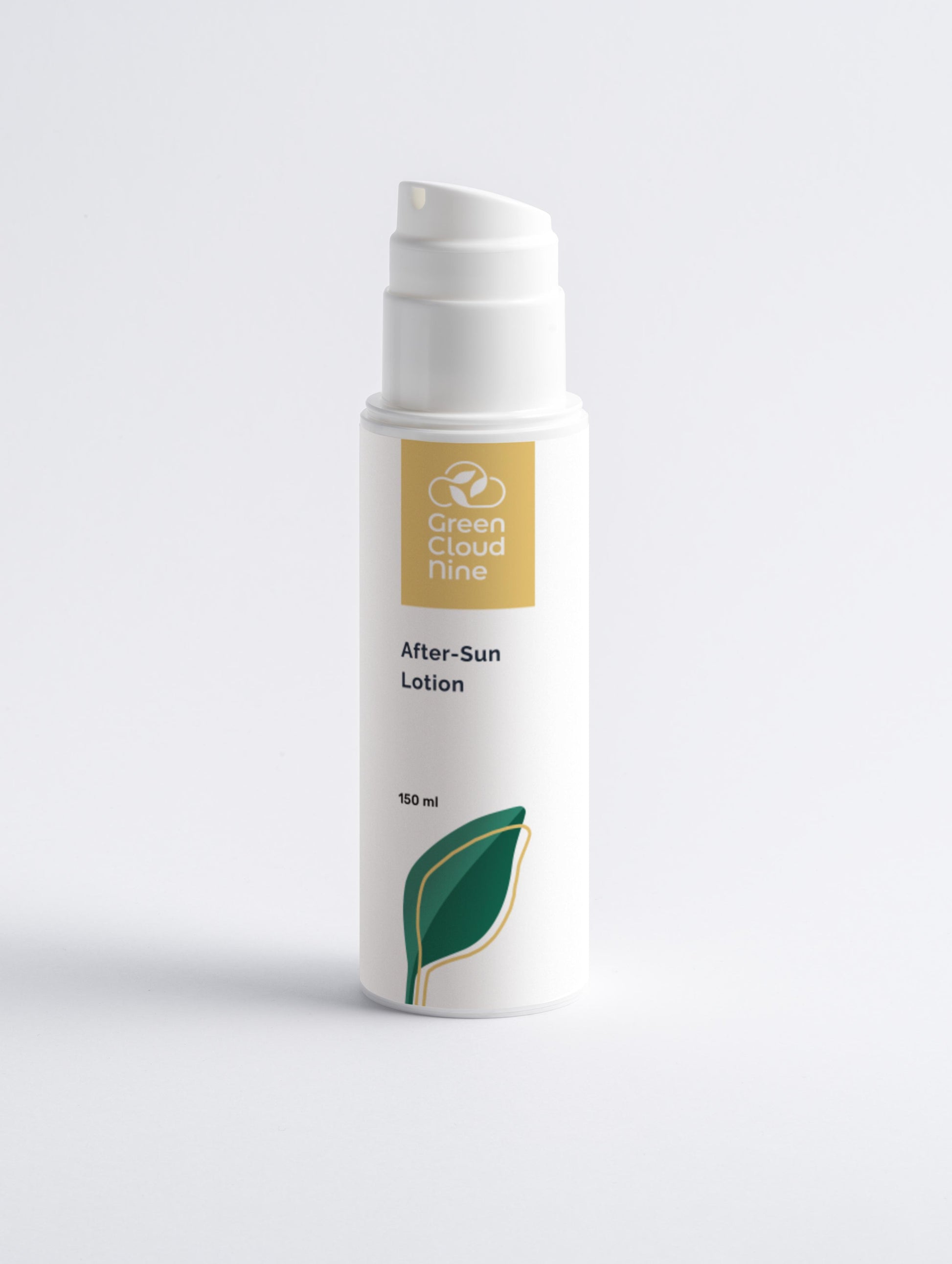 After-Sun Lotion with green cloud nine logo. The product is displayed on a white background front