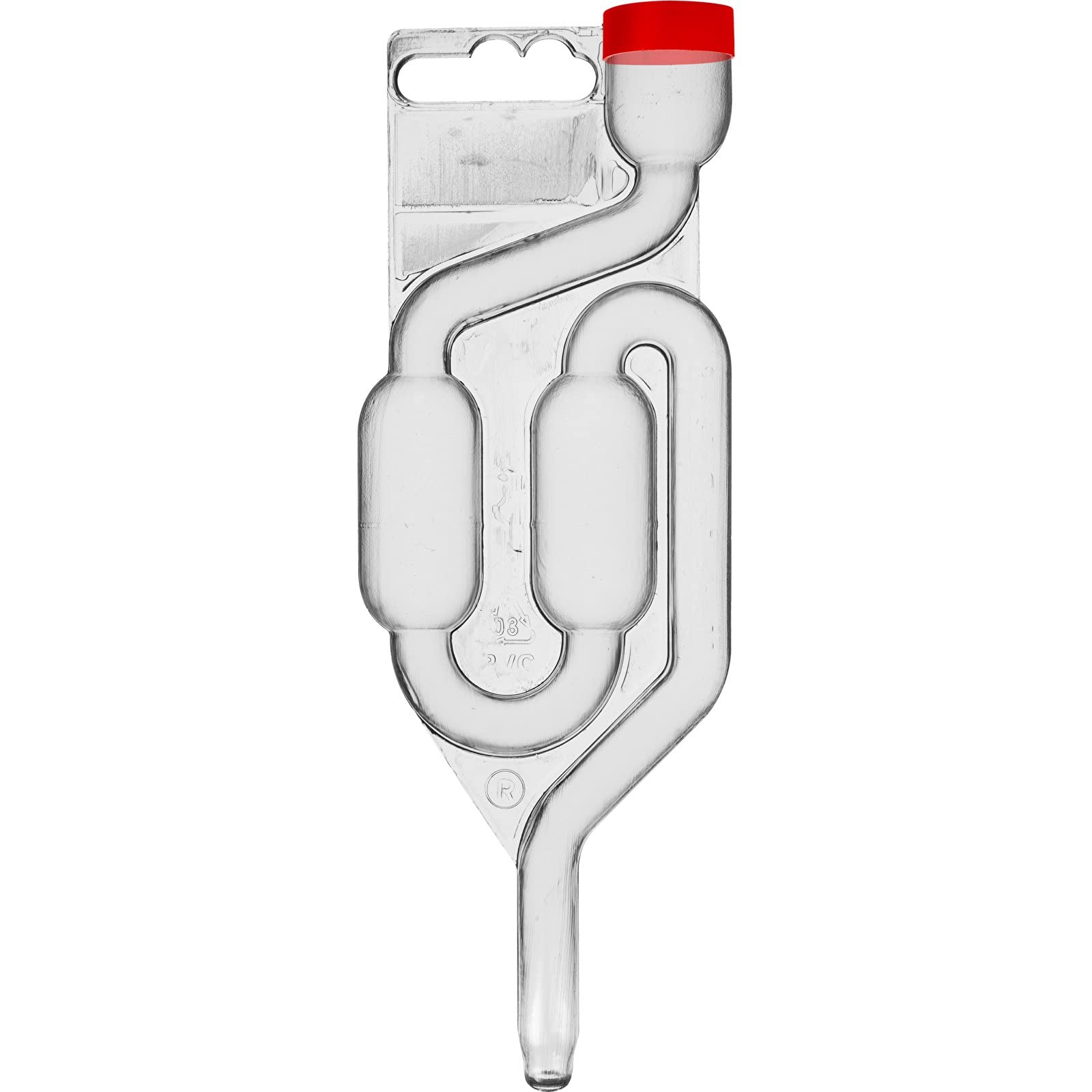 Plastic fermentation airlock with red cap for wine making starter kit