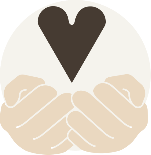 Two hands holding a heart symbol on a white background. For KIND Rituals