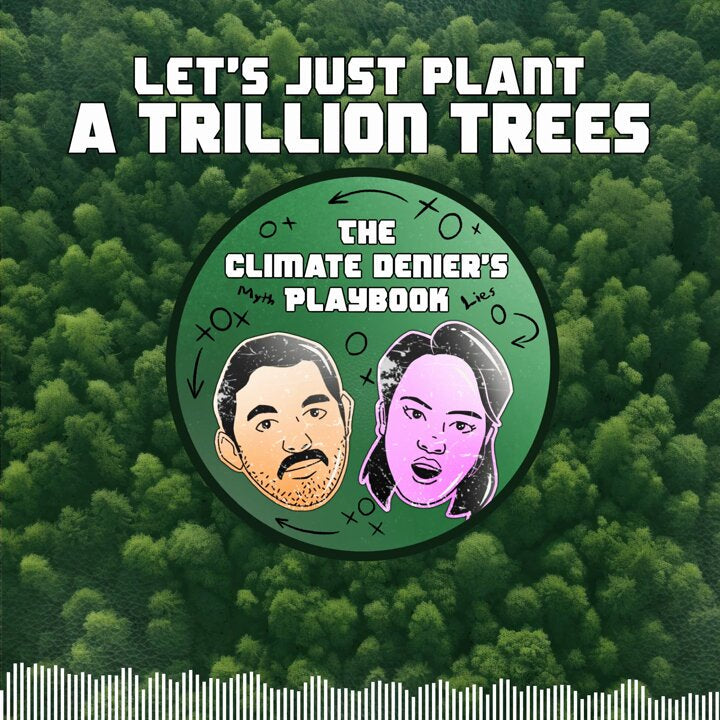 Cover art with two illustrated faces in a green circle over a forest background