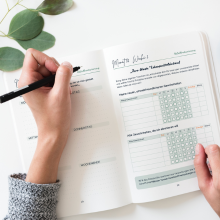 Hand writing German eco-journal "Planet Positiv" 