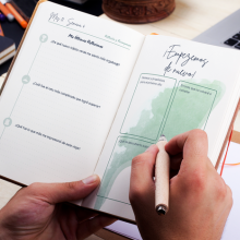 Hand writing Spanish eco-journal "Planeta en Positivo"