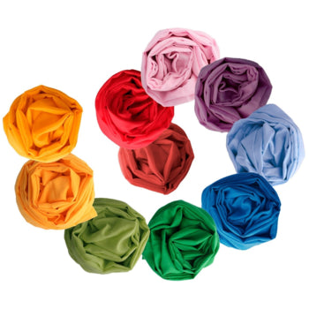 Colorful play cloths made from organic cotton perfect for creative play, dressing up, and eco-friendly fun