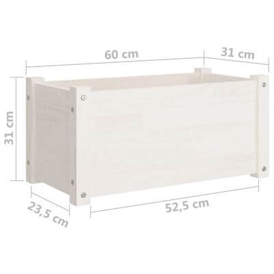 Rectangular white pine wood planter measures