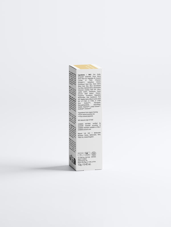 Sun Protection SPF50 Stick without tint shown with box back and Green Cloud Nine logo on white background